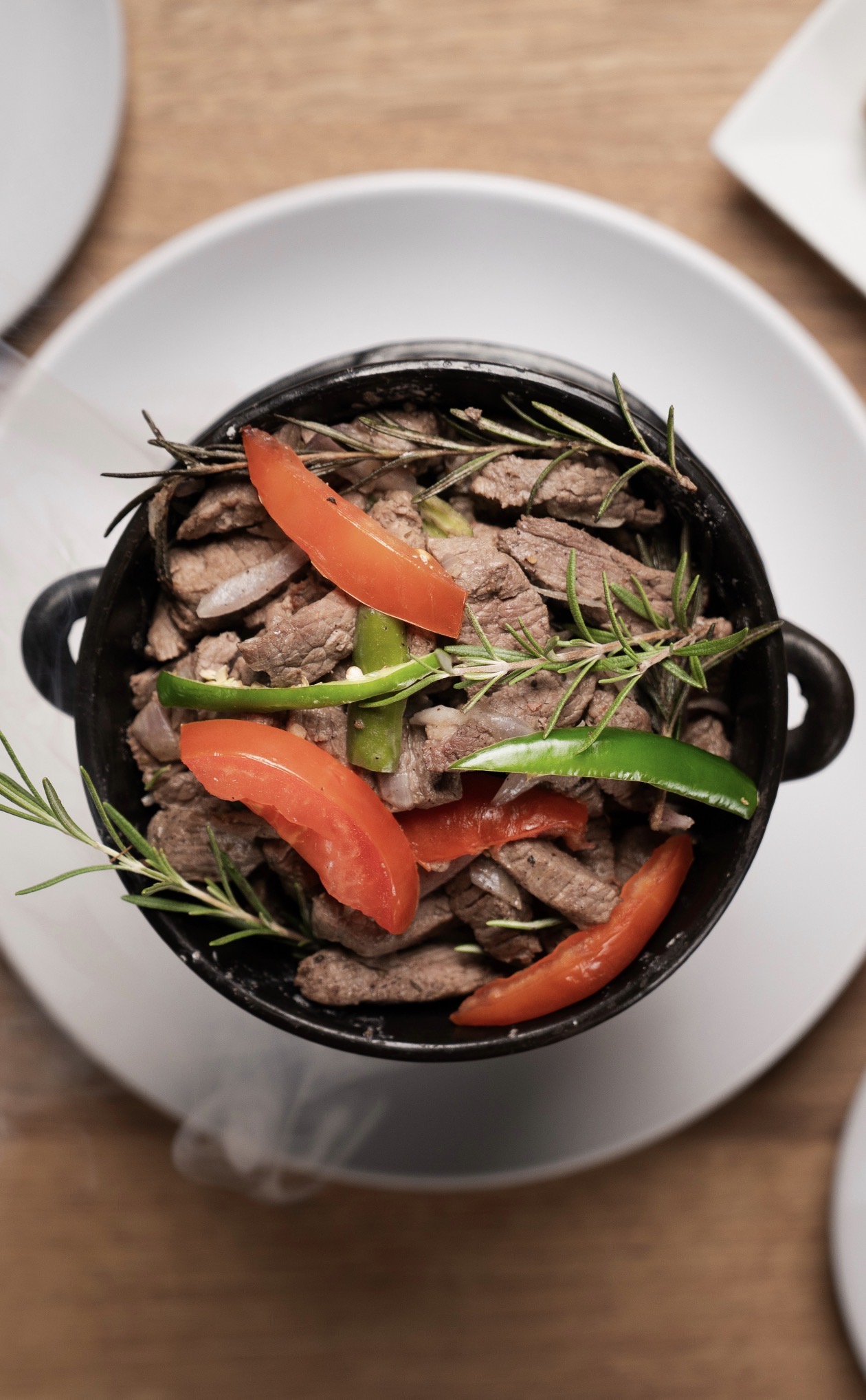 Beef Tibs — sautéed beef cubes with jalapeños at Injera & Beyond