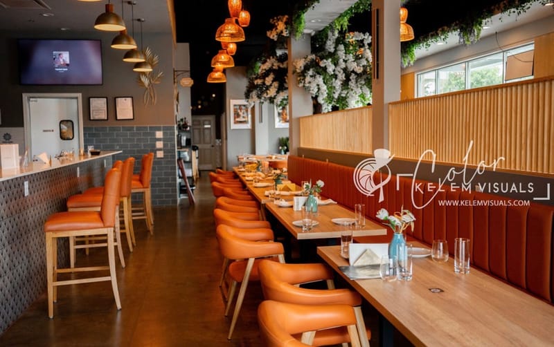 Restaurant seating area at Injera & Beyond in Cedar Park TX