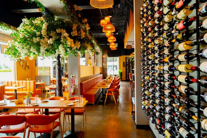 Warm dining room at Injera & Beyond Ethiopian restaurant in Cedar Park